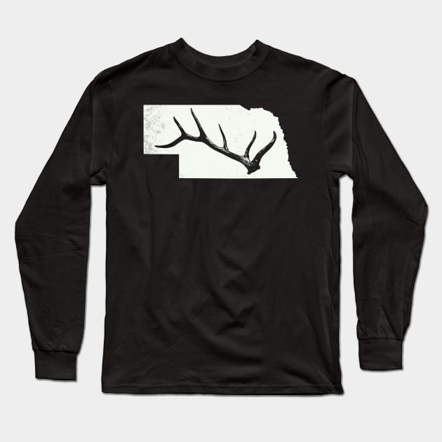 Elk & Deer Shed antler hunting nebraska MAP t-shirt Long Sleeve T-Shirt by tmuzaa